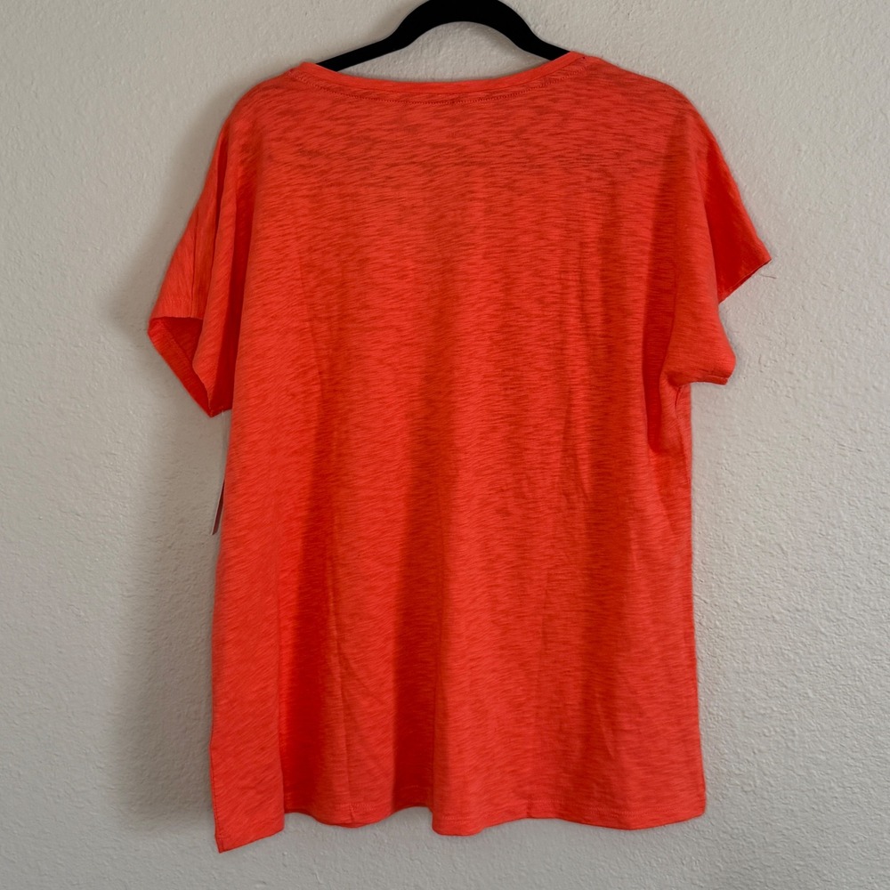 Soft Surroundings Boho Orange Beaded Organic Cotton Feather Tee Large Resort - Picture 2 of 6